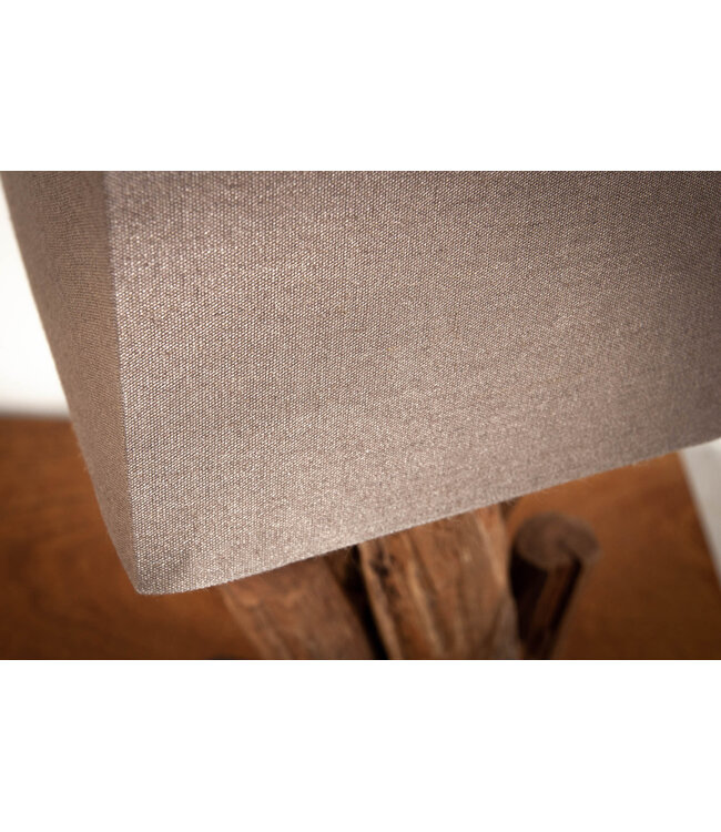 Invicta Interior Tafellamp PURE NATURE 45 cm, gemaakt van gerecycled ijzerhout met een bruine katoenen kap. - 40402