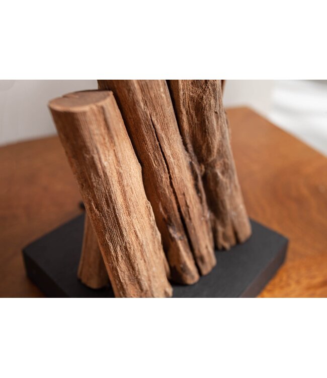 Invicta Interior Tafellamp PURE NATURE 45 cm, gemaakt van gerecycled ijzerhout met een bruine katoenen kap. - 40402