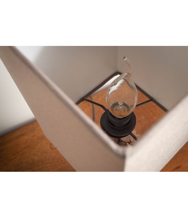 Invicta Interior Tafellamp PURE NATURE 45 cm, gemaakt van gerecycled ijzerhout met een bruine katoenen kap. - 40402