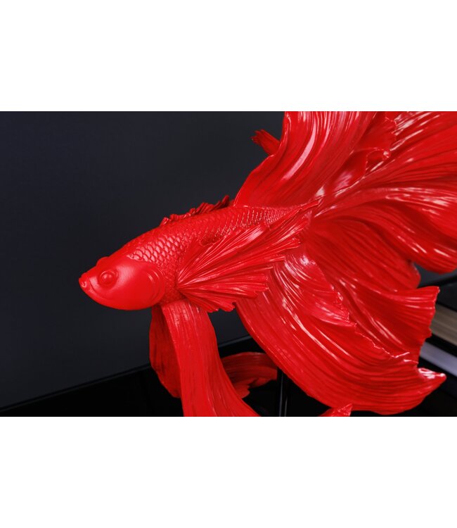 Invicta Interior Tafellamp CROWNTAIL 65 cm, rode lampenkap van polyhars, zwart - 43171