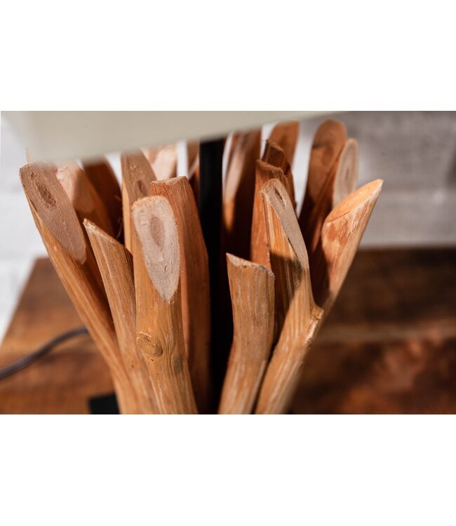 Invicta Interior Tafellamp EUPHORIA met witte linnen kap in drijfhoutkleur - 36967