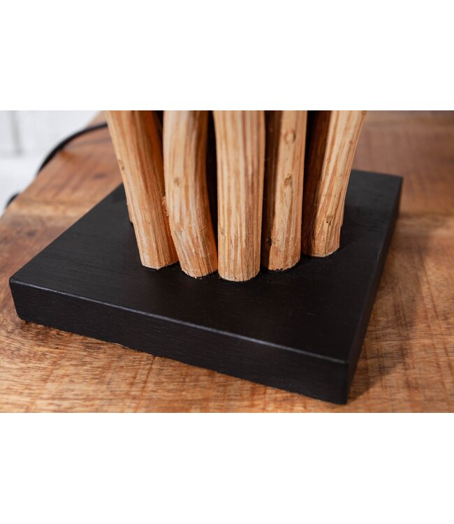 Invicta Interior Tafellamp EUPHORIA met witte linnen kap in drijfhoutkleur - 36967