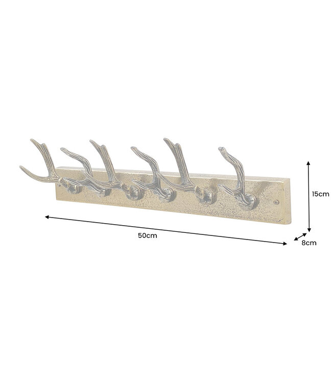 Invicta Interior Wandkapstok met hertmotief, 50 cm, metaal, messing - 45664