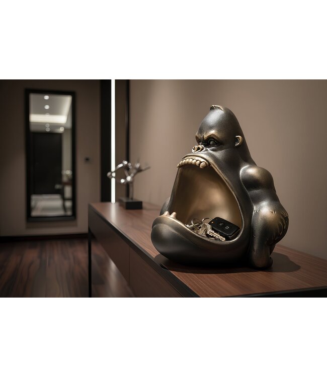 Invicta Interior Decoratieschaal KING APE 35 cm met opbergvak, bronskleurig - 48018