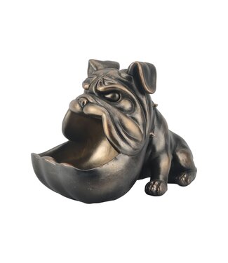 Invicta Interior Decoratief beeldje van een bulldog van 30 cm, brons, met opbergvak. - 48016