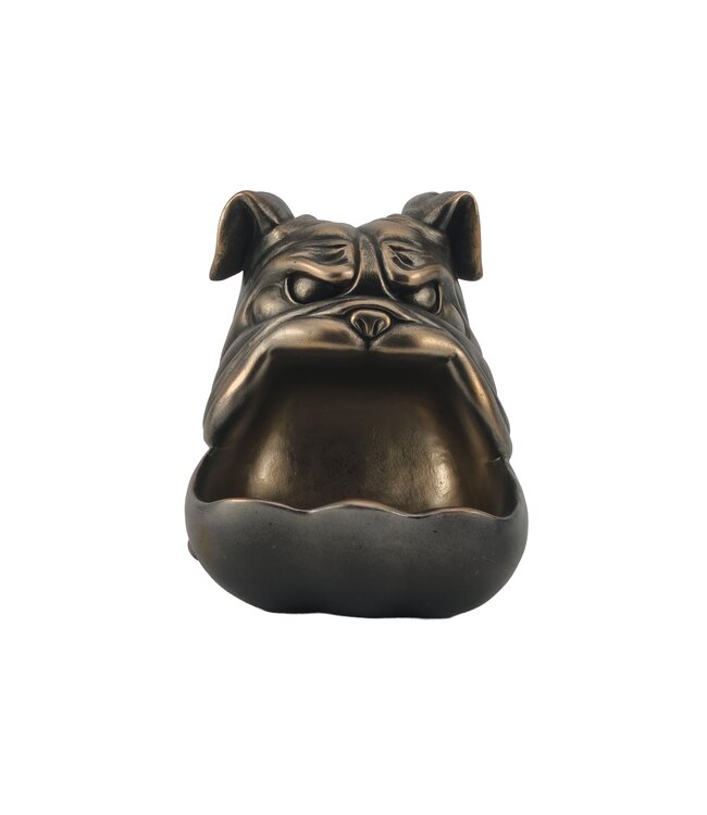 Invicta Interior Decoratief beeldje van een bulldog van 30 cm, brons, met opbergvak. - 48016