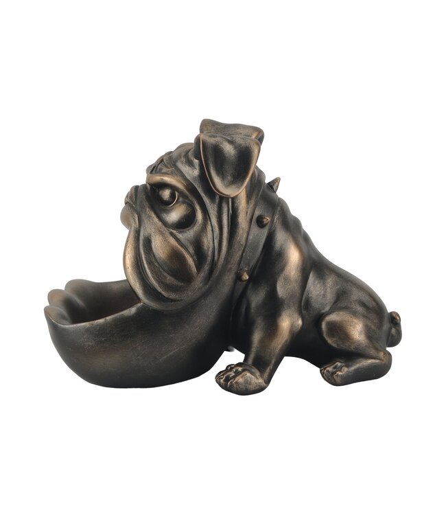 Invicta Interior Decoratief beeldje van een bulldog van 30 cm, brons, met opbergvak. - 48016