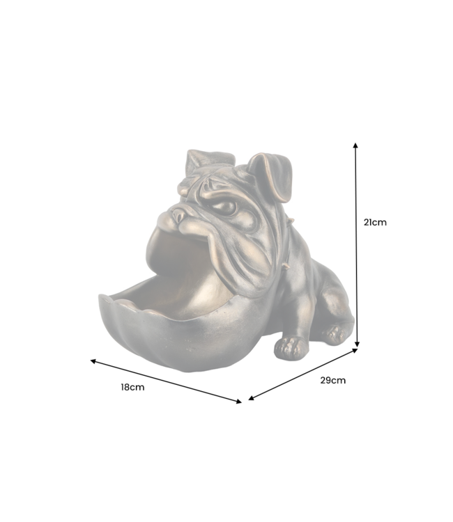 Invicta Interior Decoratief beeldje van een bulldog van 30 cm, brons, met opbergvak. - 48016