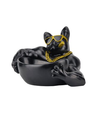 Invicta Interior Decoratieve schaal BULLDOG 30 cm handgemaakte schaal met opbergbakje zwart - 48007