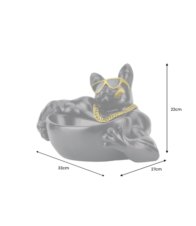 Invicta Interior Decoratieve schaal BULLDOG 30 cm handgemaakte schaal met opbergbakje zwart - 48007