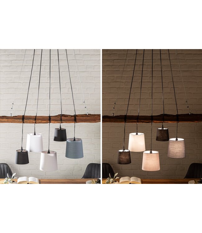 Invicta Interior Hanglamp LEVELS set van 5 lampenkappen in zwart, grijs en wit - 40694