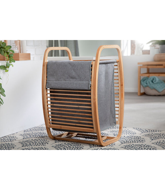 Invicta Interior Wasmand LAGOON SPA 60cm bamboe naturel uitneembare tas grijs - 40942