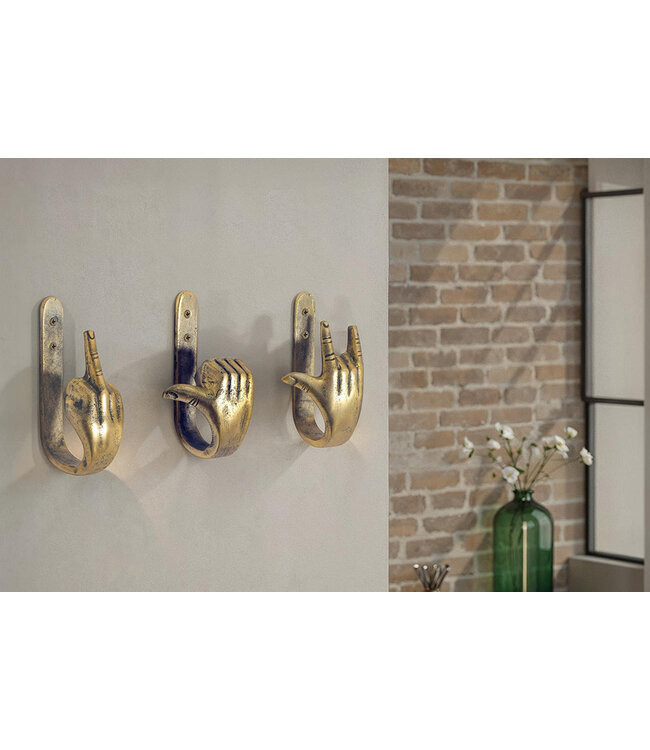 Invicta Interior Kapstokhaak FINGERS 20 cm set van 3 messing - 45662