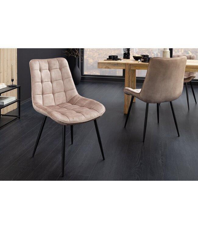 Invicta Interior Stoel ROADSTAR fluweel champagnegrijs met zwarte metalen poten - 47484