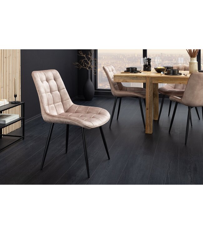 Invicta Interior Stoel ROADSTAR fluweel champagnegrijs met zwarte metalen poten - 47484