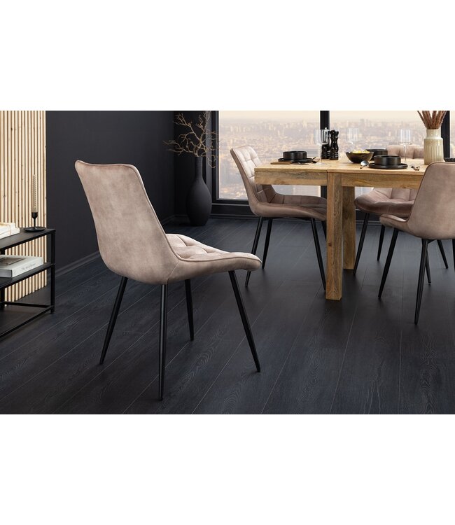 Invicta Interior Stoel ROADSTAR fluweel champagnegrijs met zwarte metalen poten - 47484