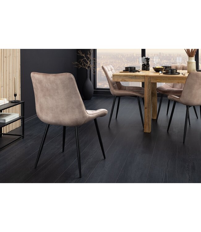 Invicta Interior Stoel ROADSTAR fluweel champagnegrijs met zwarte metalen poten - 47484