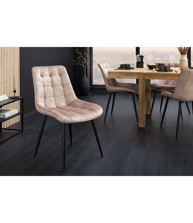 Invicta Interior Stoel ROADSTAR fluweel champagnegrijs met zwarte metalen poten - 47484