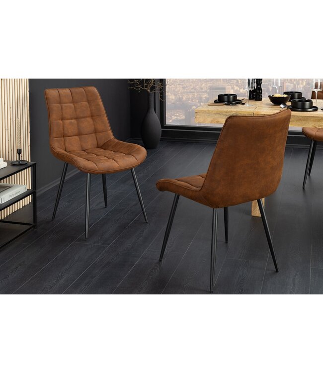 Invicta Interior Stoel ROADSTAR van microvezel in cognacbruin met zwarte metalen poten - 47481