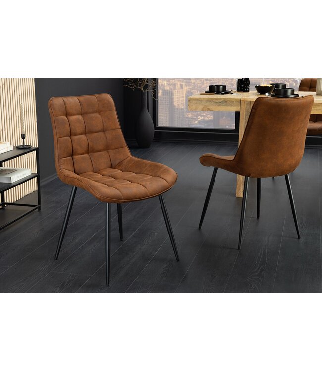 Invicta Interior Stoel ROADSTAR van microvezel in cognacbruin met zwarte metalen poten - 47481