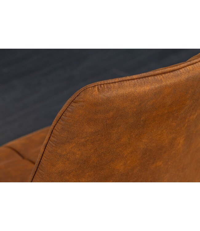 Invicta Interior Stoel ROADSTAR van microvezel in cognacbruin met zwarte metalen poten - 47481