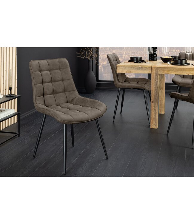 Invicta Interior Stoel ROADSTAR van microvezel in taupe met zwarte metalen poten - 47482