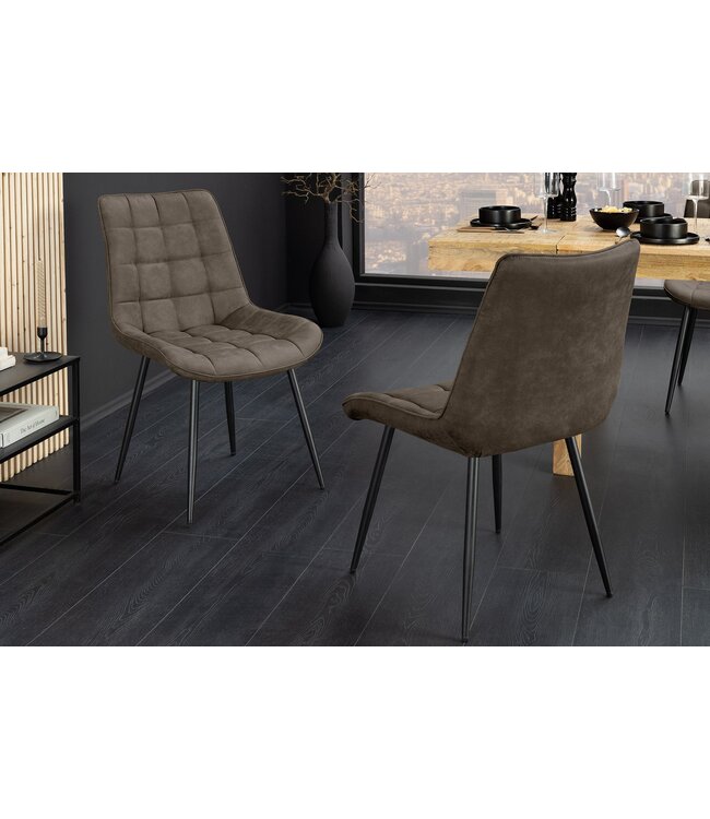 Invicta Interior Stoel ROADSTAR van microvezel in taupe met zwarte metalen poten - 47482