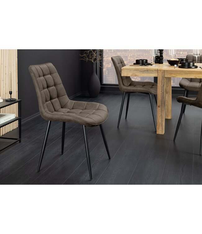 Invicta Interior Stoel ROADSTAR van microvezel in taupe met zwarte metalen poten - 47482