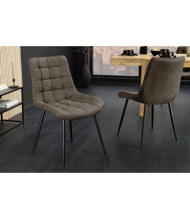 Invicta Interior Stoel ROADSTAR van microvezel in taupe met zwarte metalen poten - 47482