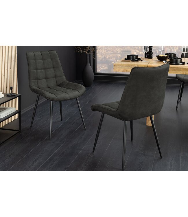 Invicta Interior Stoel ROADSTAR van microvezel, donkergrijs met zwarte metalen poten - 47483