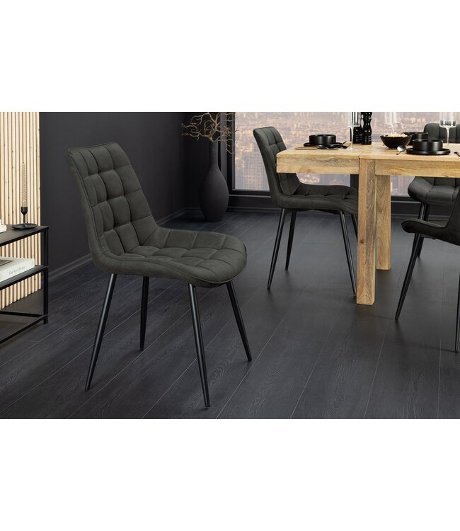 Invicta Interior Stoel ROADSTAR van microvezel, donkergrijs met zwarte metalen poten - 47483