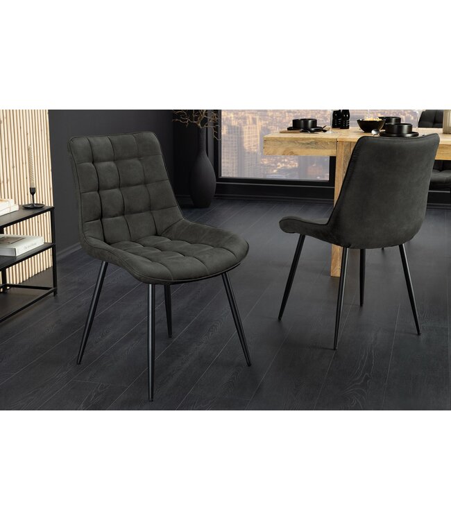 Invicta Interior Stoel ROADSTAR van microvezel, donkergrijs met zwarte metalen poten - 47483