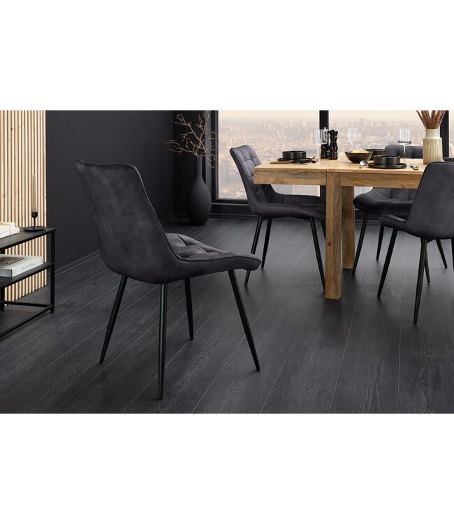 Invicta Interior Stoel ROADSTAR, donkergrijs fluweel met zwarte metalen poten - 47486