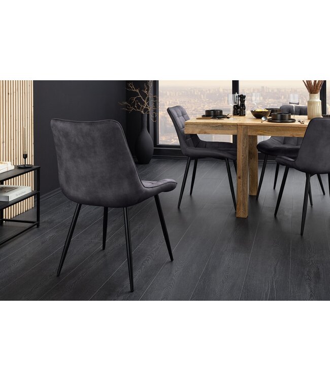 Invicta Interior Stoel ROADSTAR, donkergrijs fluweel met zwarte metalen poten - 47486