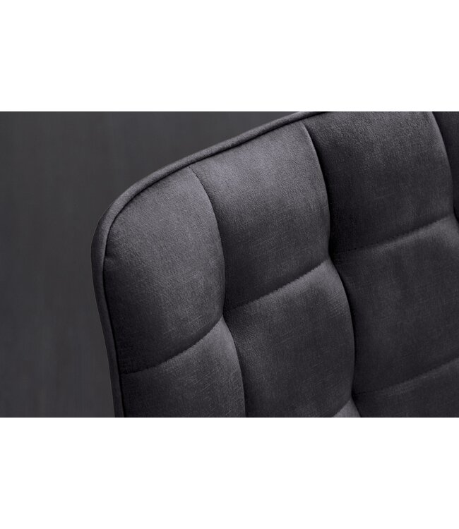 Invicta Interior Stoel ROADSTAR, donkergrijs fluweel met zwarte metalen poten - 47486