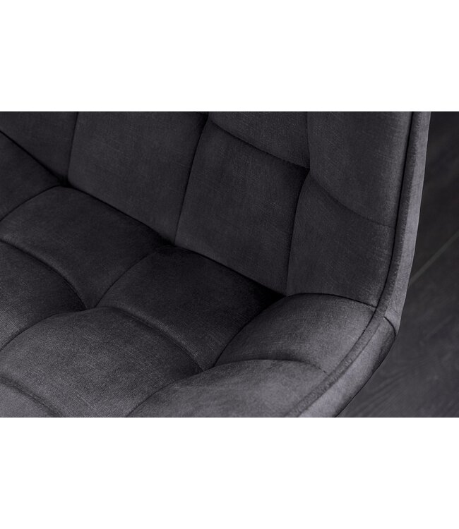 Invicta Interior Stoel ROADSTAR, donkergrijs fluweel met zwarte metalen poten - 47486