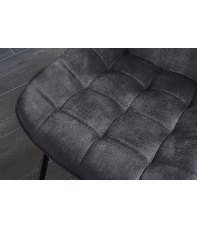 Invicta Interior Stoel ROADSTAR, donkergrijs fluweel met zwarte metalen poten - 47486