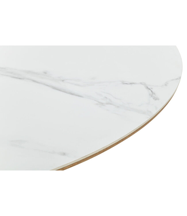 Invicta Interior UNIEKE eettafel van 160-200 cm, uitschuifbaar, gemaakt van gelakt eikenhout met een blad van wit keramisch marmer. - 47658