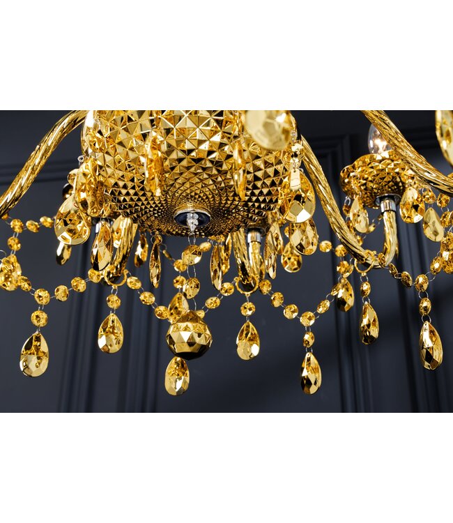 Invicta Interior Kroonluchter met kristallen, 15 armen, goudkleurig - 43168