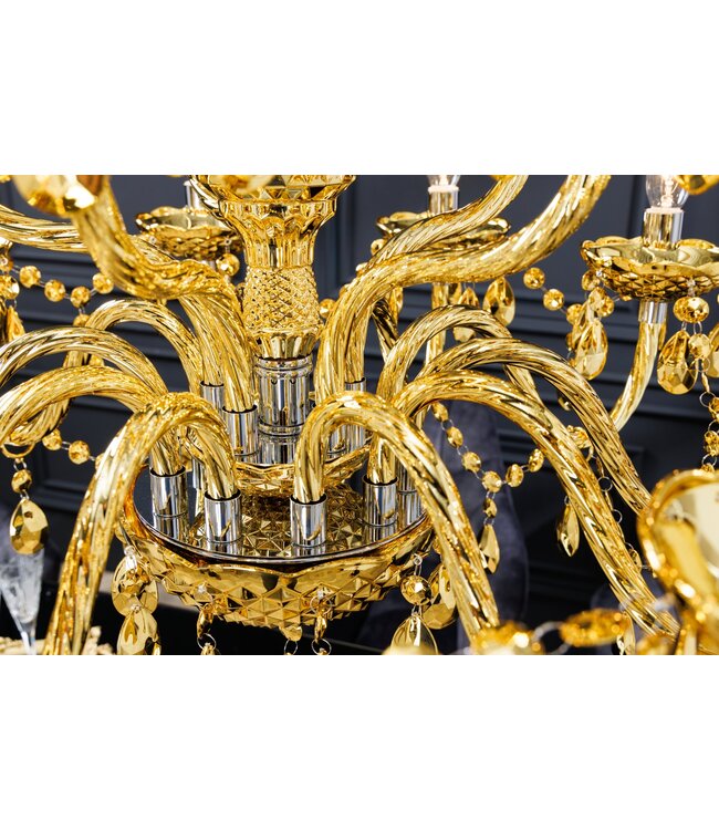 Invicta Interior Kroonluchter met kristallen, 15 armen, goudkleurig - 43168