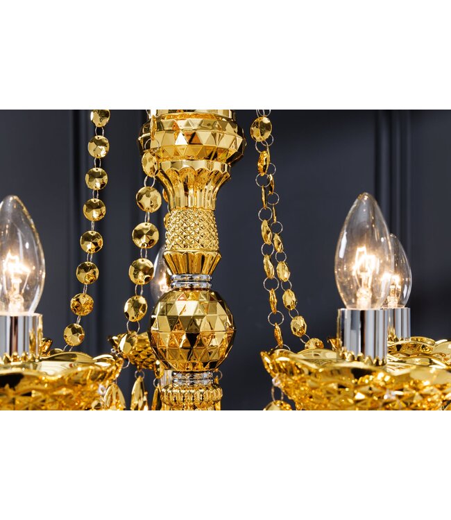 Invicta Interior Kroonluchter met kristallen, 15 armen, goudkleurig - 43168