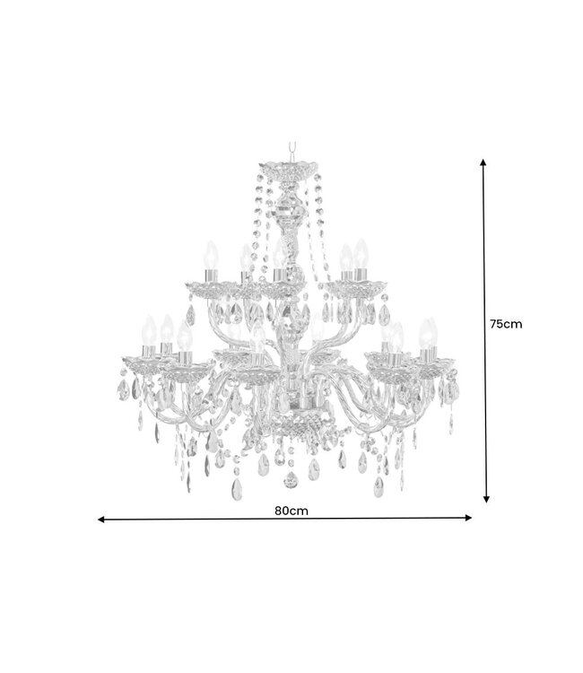Invicta Interior Kroonluchter met kristallen, 15 armen, goudkleurig - 43168