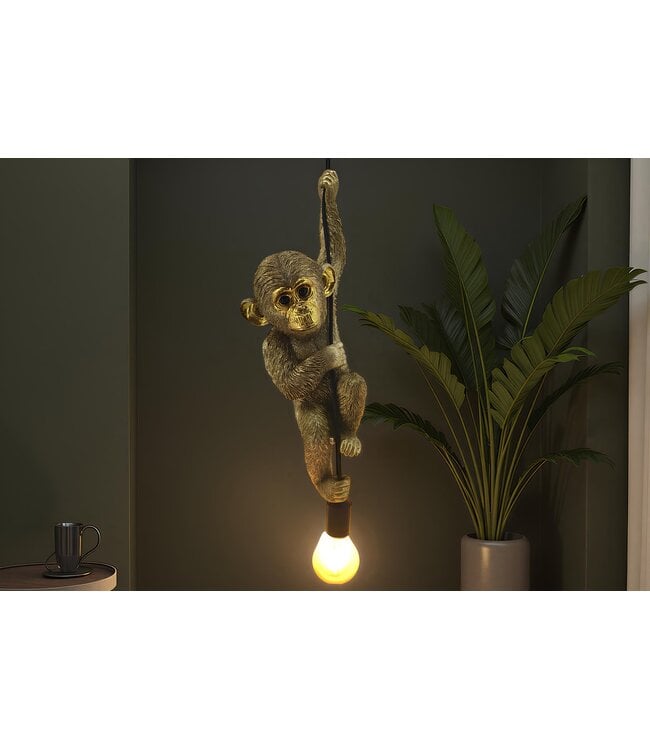 Invicta Interior Hanglamp AAP 55 cm handgemaakte apensculptuur goud - 48008