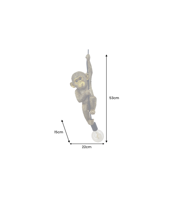 Invicta Interior Hanglamp AAP 55 cm handgemaakte apensculptuur goud - 48008