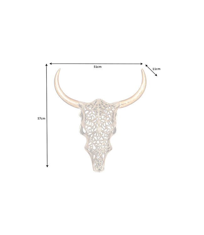 Invicta Interior Wanddecoratie EXOTISCHE STIER 60 cm mangohout en metaal naturel goud handgemaakt - 45661