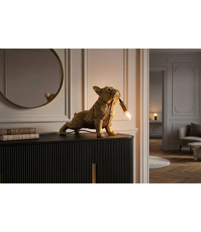 Invicta Interior Tafellamp BULLDOG 35 cm gouden hondensculptuur - 48006