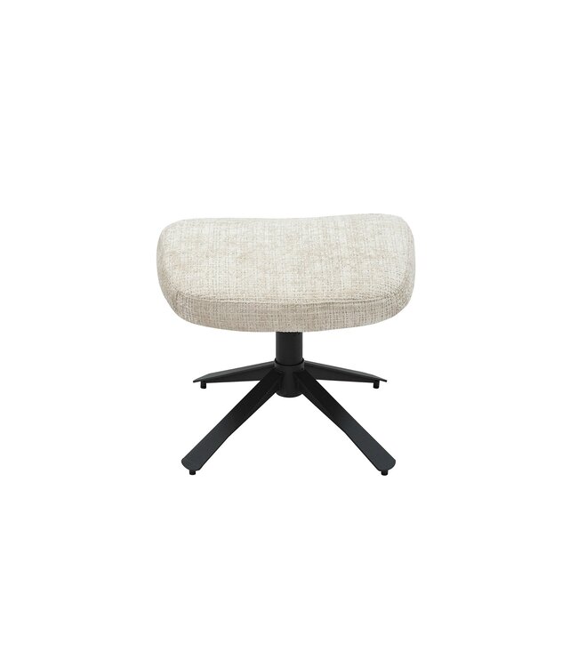 Invicta Interior Kruk CLOUD 45 cm draaibaar, bekleed met gestructureerde stof in champagnebeige met zwart metalen frame - 46706