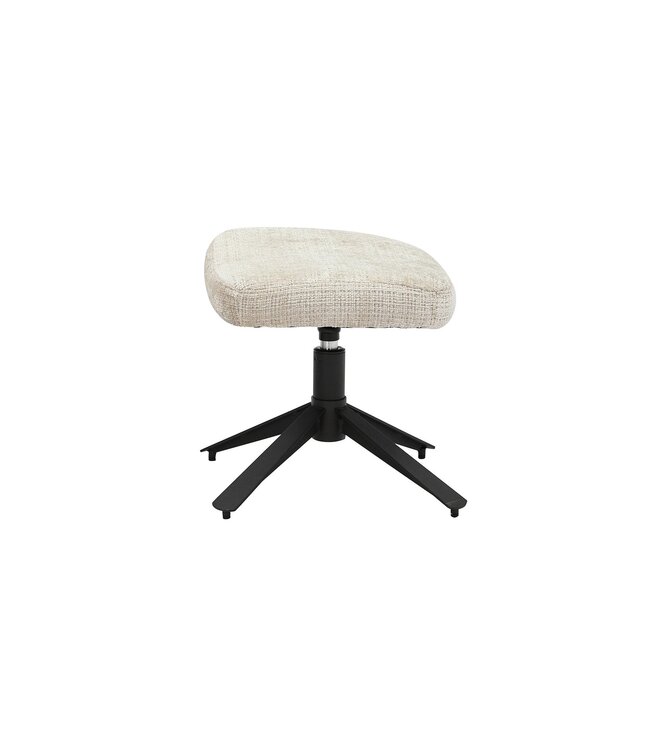 Invicta Interior Kruk CLOUD 45 cm draaibaar, bekleed met gestructureerde stof in champagnebeige met zwart metalen frame - 46706