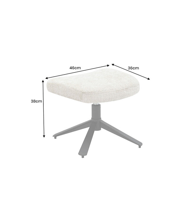 Invicta Interior Kruk CLOUD 45 cm draaibaar, bekleed met gestructureerde stof in champagnebeige met zwart metalen frame - 46706