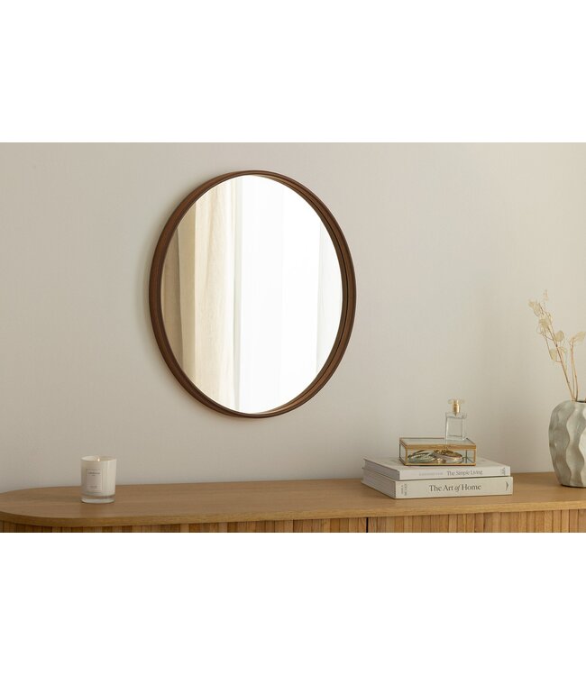 Invicta Interior Wandspiegel PORTRET 70 cm rond met walnoothouten fineer - 48250